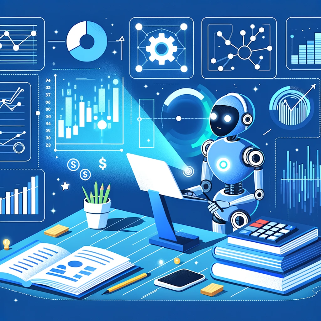 AI automating tasks like data analysis or report generation in accounting, highlighting the efficiency brought by automation.